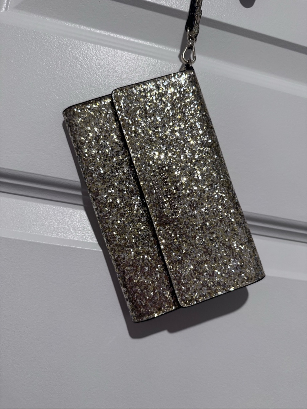 kate spade Silver Glitter Wristlet Clutch